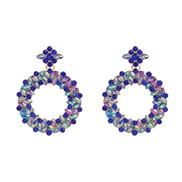 ( blue)trend colorful diamond earrings occidental style exaggerating Earring lady fully-jewelled flowers Round earring