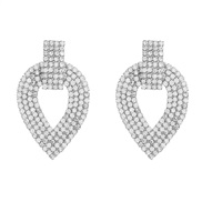 ( Silver)earrings super claw chain occidental style exaggerating earrings woman geometry Rhinestone fully-jewelled ear 