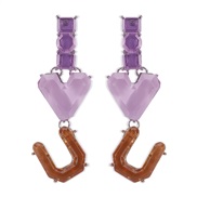 (purple)E occidental style geometry love Irregular resin earrings  exaggerating temperament fashion retro earring