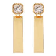 ( Gold)E occidental style fashion creative diamond long square earrings  exaggerating personality brief geometry earrin