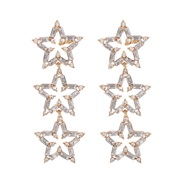 ( White K+ Gold)E color Five-pointed star hollow glass diamond earrings  samll retro palace wind earring woman