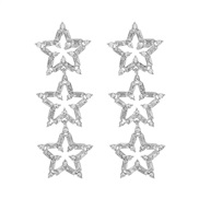 ( White K+ Silver)E color Five-pointed star hollow glass diamond earrings  samll retro palace wind earring woman