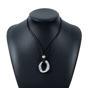 ( White K)occidental style personality Irregular circle pendant necklace  temperament brief rope chain