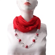 ( red)ethnic style ornament pure color Round ceramic gem necklacel travel scarves