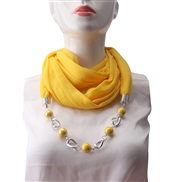 ( yellow)ethnic style ornament pure color Round ceramic gem necklacel travel scarves