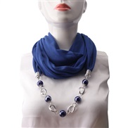 (185)ethnic style ornament pure color Round ceramic gem necklacel travel scarves
