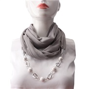 (185)ethnic style ornament pure color Round ceramic gem necklacel travel scarves