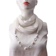 ( white)ethnic style ornament pure color Round ceramic gem necklacel travel scarves