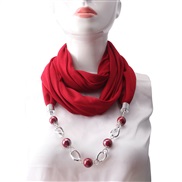 ( Red wine)ethnic style ornament pure color Round ceramic gem necklacel travel scarves