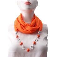 ( orange)ethnic style ornament pure color Round ceramic gem necklacel travel scarves