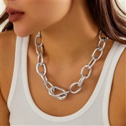 ( 1  White K 6186)occidental style  punk trend aluminum chain multilayer necklace  fashion geometry Metal buckle clavic