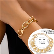 ( 2  Bracelet Gold 23 2)occidental style  punk trend aluminum chain multilayer necklace  fashion geometry Metal buckle 