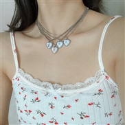 ( 1  White K4 3379E3)occidental style  brief small fresh samll dog heart-shaped pendant necklace set  all-Purpose animal