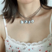 ( 1  White K4 3379E4)occidental style  brief small fresh samll dog heart-shaped pendant necklace set  all-Purpose animal