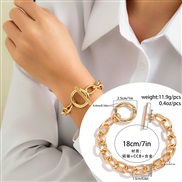 ( 8  Bracelet  Gold 2315)occidental style  trend personality aluminum chain multilayer necklace  fashion geometry Metal