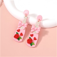 ( Pink) flowers lovely all-Purpose temperament ear stud earrings Earring woman