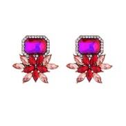 ( rose Red)occidental style fashion square glass diamond earrings samll high retro womanearrings