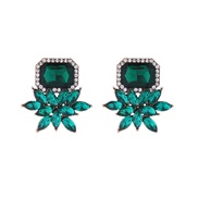 ( green)occidental style fashion square glass diamond earrings samll high retro womanearrings