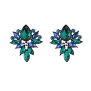( green)earrings occidental style retro palace wind colorful diamond flowers earrings woman temperament fashion high