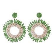 ( green)retro Bohemia geometry Round earrings temperament all-Purpose weave sun flower woman