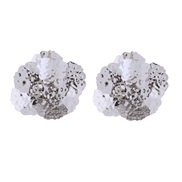 ( Silver)retro exaggerating pattern flowers earrings occidental style samll silver ear stud samll high Earring
