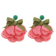 (E 956  green)original Cloth bow flowers earrings occidental style fashion exaggerating wind long style bride Earring