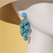 (3  25981  blue)occidental style women color grape long style earrings Earring