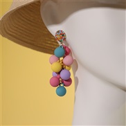 (4  25981  Color)occidental style women color grape long style earrings Earring