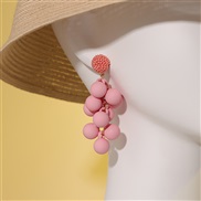 (5  25981  Pink)occidental style women color grape long style earrings Earring