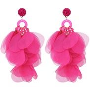 (1  E 1574  rose Red) handmade Cloth flowers earrings woman  occidental style fashion exaggerating long style earring E