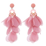 (3  E 1574  Pink) handmade Cloth flowers earrings woman  occidental style fashion exaggerating long style earring Earri