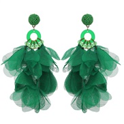 (5  E 1574  green) handmade Cloth flowers earrings woman  occidental style fashion exaggerating long style earring Earr