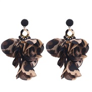 (7  E 1579  leopard print) handmade Cloth flowers earrings woman  occidental style fashion exaggerating long style earr