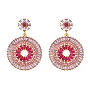 ( Pink)occidental style ethnic style glass Rhinestone watch-face hollow exaggerating temperament lady colorful pendant 