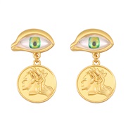 ( green) eyes temperament all-Purpose earrings ear stud woman