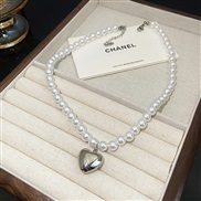 ( necklace  white)love Pearl necklace temperament brief all-Purpose clavicle chain retro woman