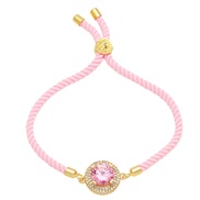 ( Pink)occidental style brief fashion embed color zircon bracelet samll retro high ropebrm