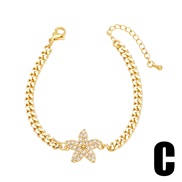 (C)occidental style fashion love bracelet samll embed zircon high Peach heart starfish bracelet womanbrm