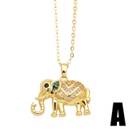 (A)occidental style elephant necklace woman temperament all-Purpose embed zircon gilded clavicle chainnkb