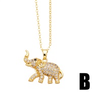 (B)occidental style elephant necklace woman temperament all-Purpose embed zircon gilded clavicle chainnkb
