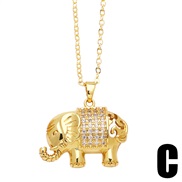 (C)occidental style elephant necklace woman temperament all-Purpose embed zircon gilded clavicle chainnkb