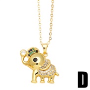 (D)occidental style elephant necklace woman temperament all-Purpose embed zircon gilded clavicle chainnkb