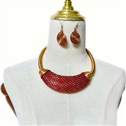 ( red)occidental style exaggerating diamond handmade weave necklace earrings setnecklace
