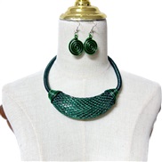 ( green)occidental style exaggerating diamond handmade weave necklace earrings setnecklace