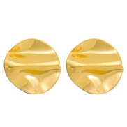 ( Gold   M  9 ) titanium steel geometry earringsins wind occidental style retro surface Irregular earrings medium Earri