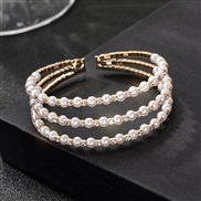 ( GoldPearl )multilayer diamond Pearl bracelet wedding fully-jewelled Pearl bangle woman