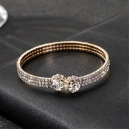 ( Gold) elasticity diamond bangle  gold silver color claw chain opening bride Rhinestone fully-jewelled woman