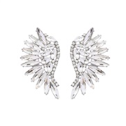 (A1582 silvery white )embed colorful diamond wings earrings angel exaggerating earring occidental style wind fashion Ea