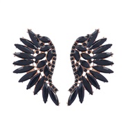 (A1584  black)embed colorful diamond wings earrings angel exaggerating earring occidental style wind fashion Earring