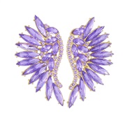 (A1589 purple)embed colorful diamond wings earrings angel exaggerating earring occidental style wind fashion Earring